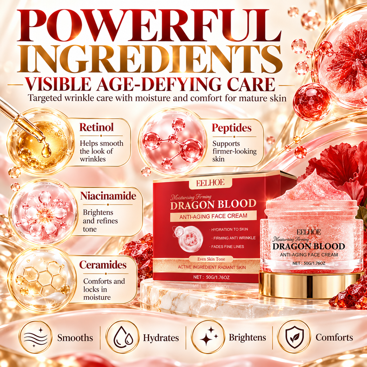 👑 EELHOE Luxury Dragon Blood Face Cream – Smooth, Firm & Restore Your Radiant Glow ✨-LUX2